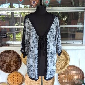 Wind River Small Bohemian Kimono Cardigan Crochet Hippie Coastal Vacation